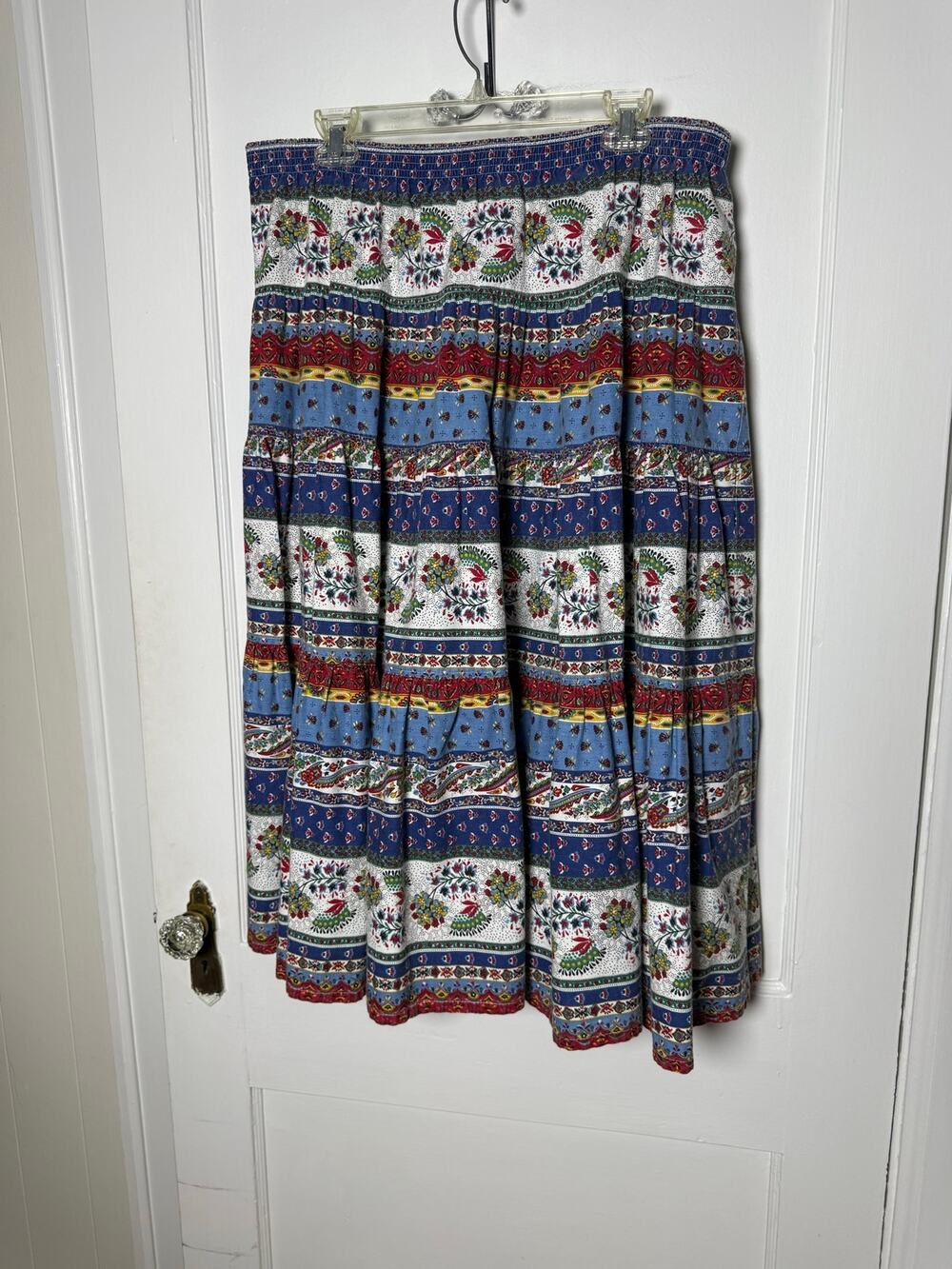 Orvis PXL Paisley Floral Maxi Skirt Made USA Boho Cottagecore Art Teacher Cotton